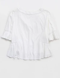 Aerie Flowy Cropped Notch Neck T-Shirt