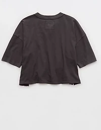 Aerie Remix Henley Cropped T-Shirt