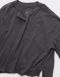 Aerie Remix Henley Cropped T-Shirt