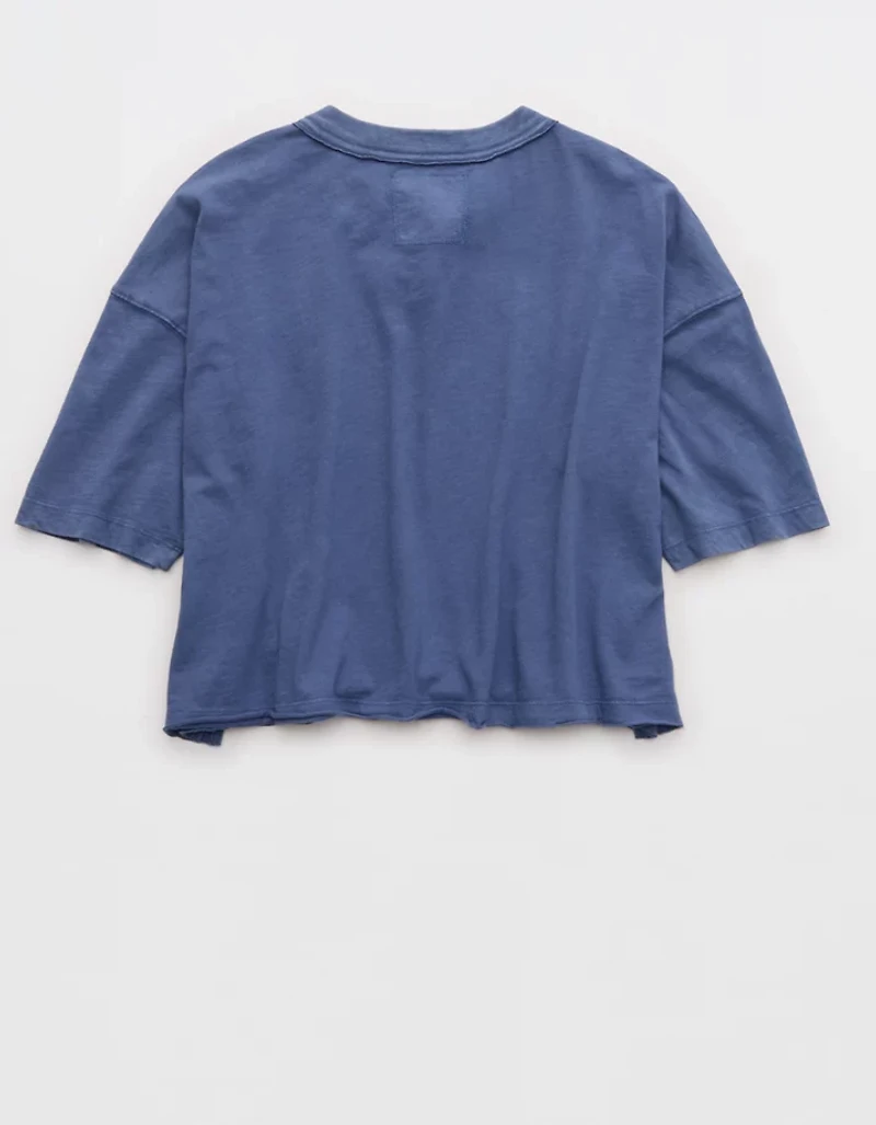 Aerie Remix Henley Cropped T-Shirt