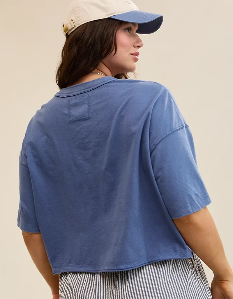 Aerie Remix Henley Cropped T-Shirt