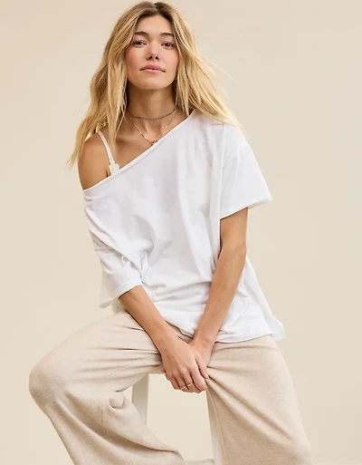 Aerie Oversized Off The Shoulder Boyfriend T-Shirt