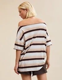 Aerie Off The Shoulder Oversized Boyfriend T-Shirt