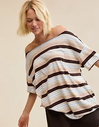 Aerie Off The Shoulder Oversized Boyfriend T-Shirt
