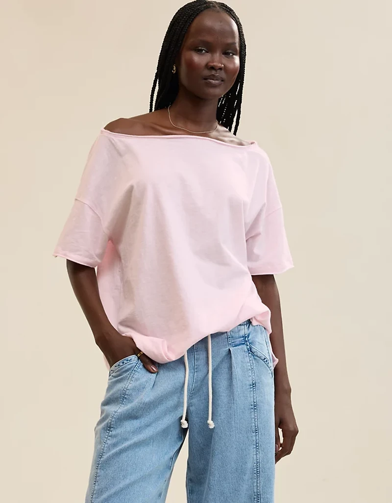 Aerie Oversized Off The Shoulder Boyfriend T-Shirt