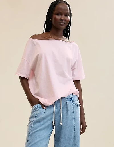 Aerie Oversized Off The Shoulder Boyfriend T-Shirt