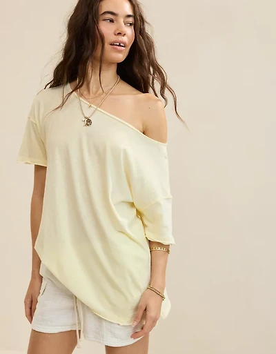 Aerie Off The Shoulder Oversized Boyfriend T-Shirt