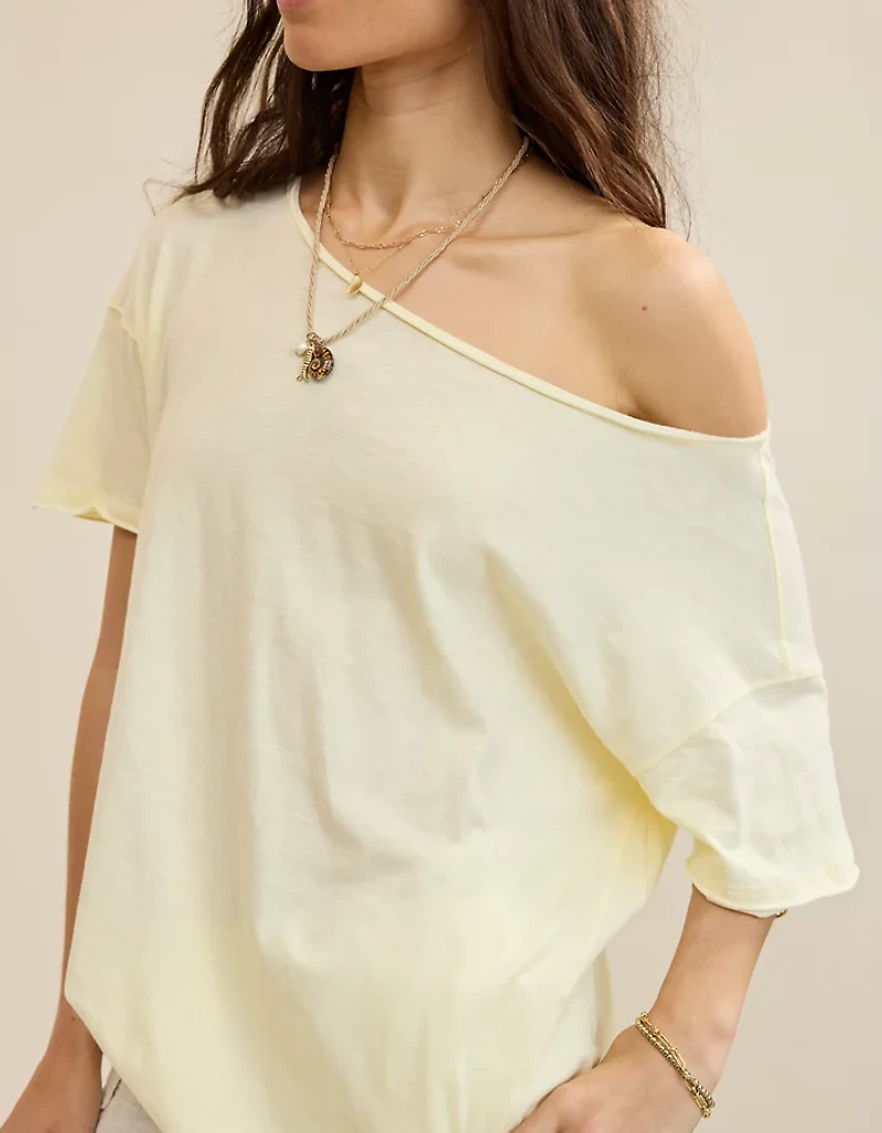 Aerie Off The Shoulder Oversized Boyfriend T-Shirt
