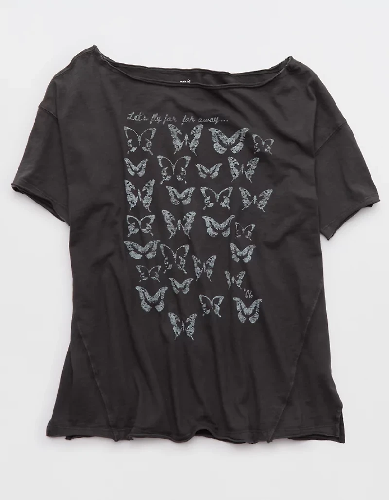 Aerie Off The Shoulder Oversized Boyfriend T-Shirt