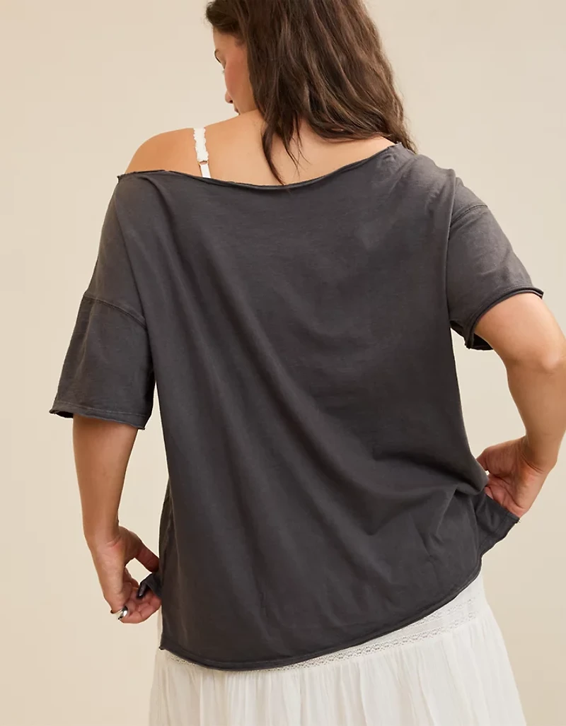 Aerie Off The Shoulder Oversized Boyfriend T-Shirt