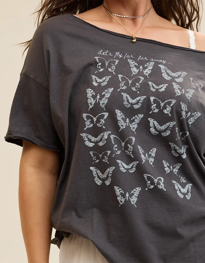 Aerie Off The Shoulder Oversized Boyfriend T-Shirt