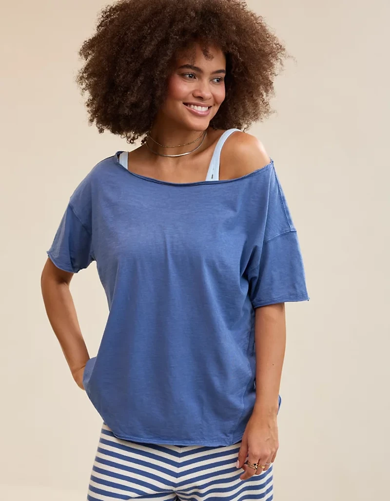 Aerie Oversized Off The Shoulder Boyfriend T-Shirt