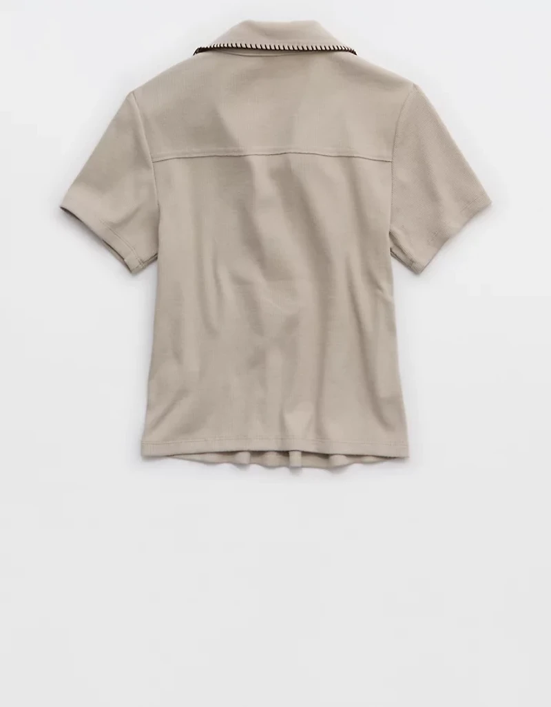 Aerie Cropped Polo T-Shirt