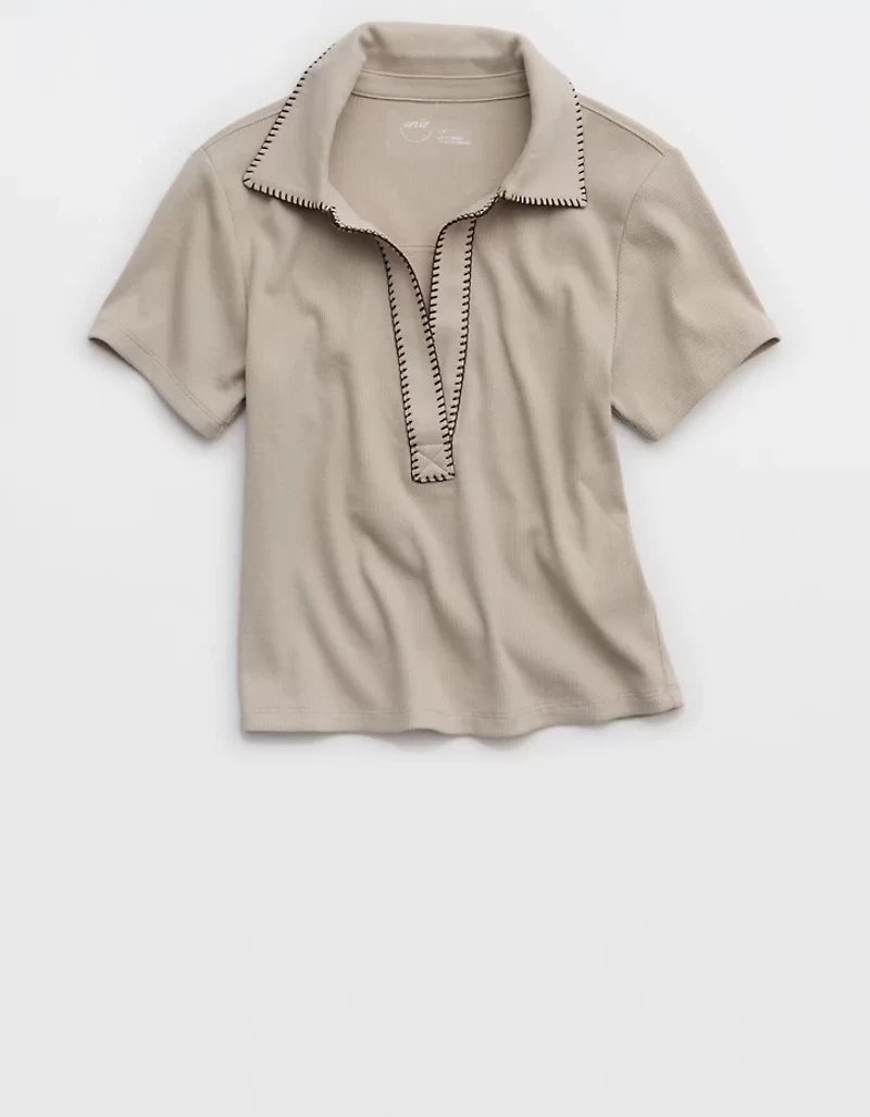 Aerie Cropped Polo T-Shirt