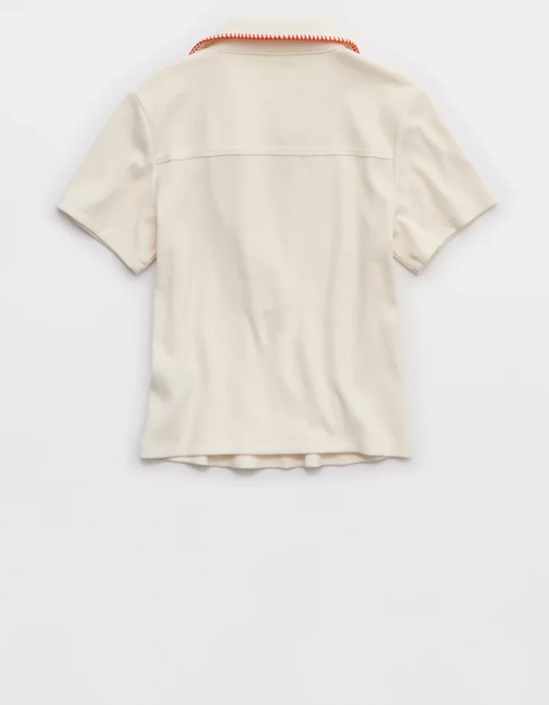 Aerie Cropped Polo T-Shirt
