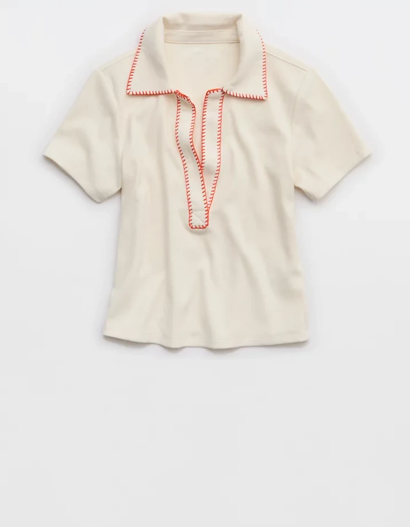 Aerie Cropped Polo T-Shirt