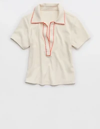 Aerie Cropped Polo T-Shirt
