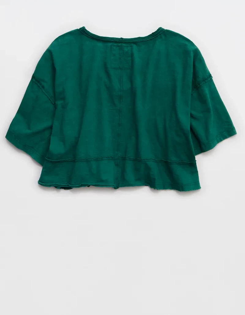 Aerie Happiest Cropped V Neck T-Shirt