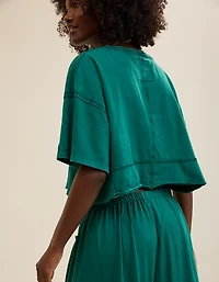 Aerie Happiest Cropped V Neck T-Shirt