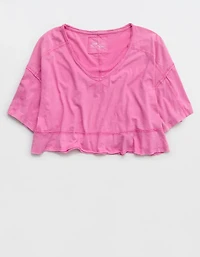 Aerie Happiest Cropped V Neck T-Shirt