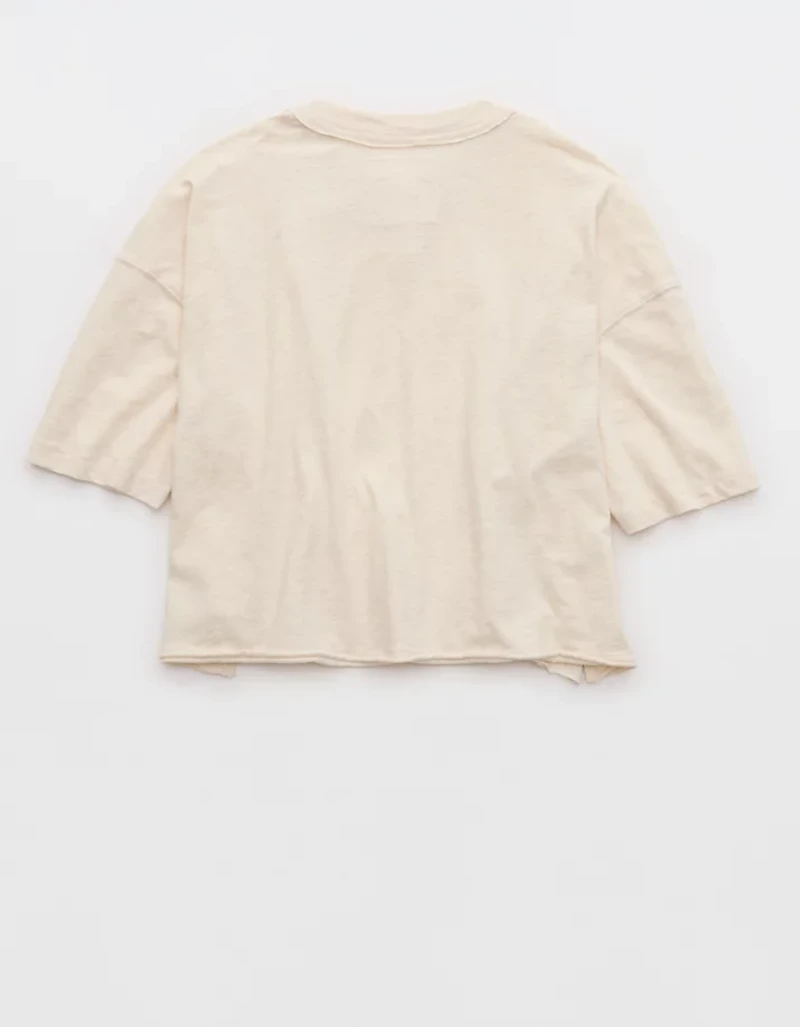 Aerie Remix Henley Cropped T-Shirt