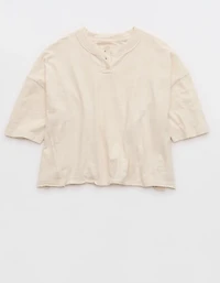 Aerie Remix Henley Cropped T-Shirt