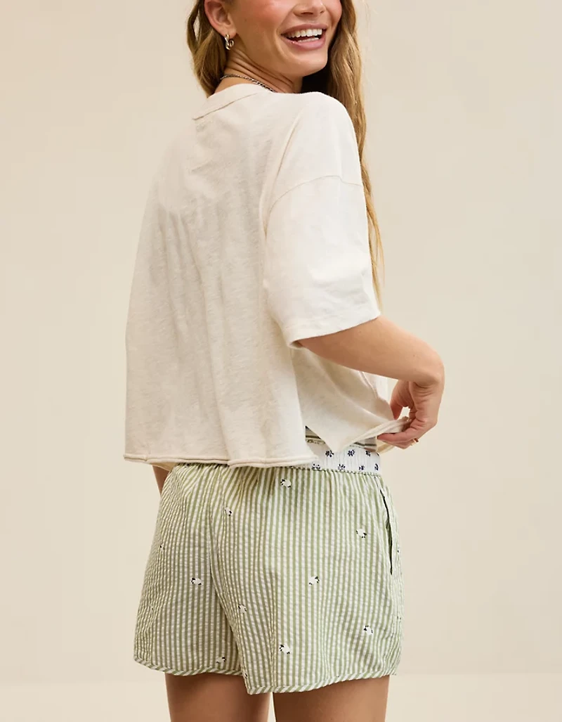 Aerie Remix Henley Cropped T-Shirt