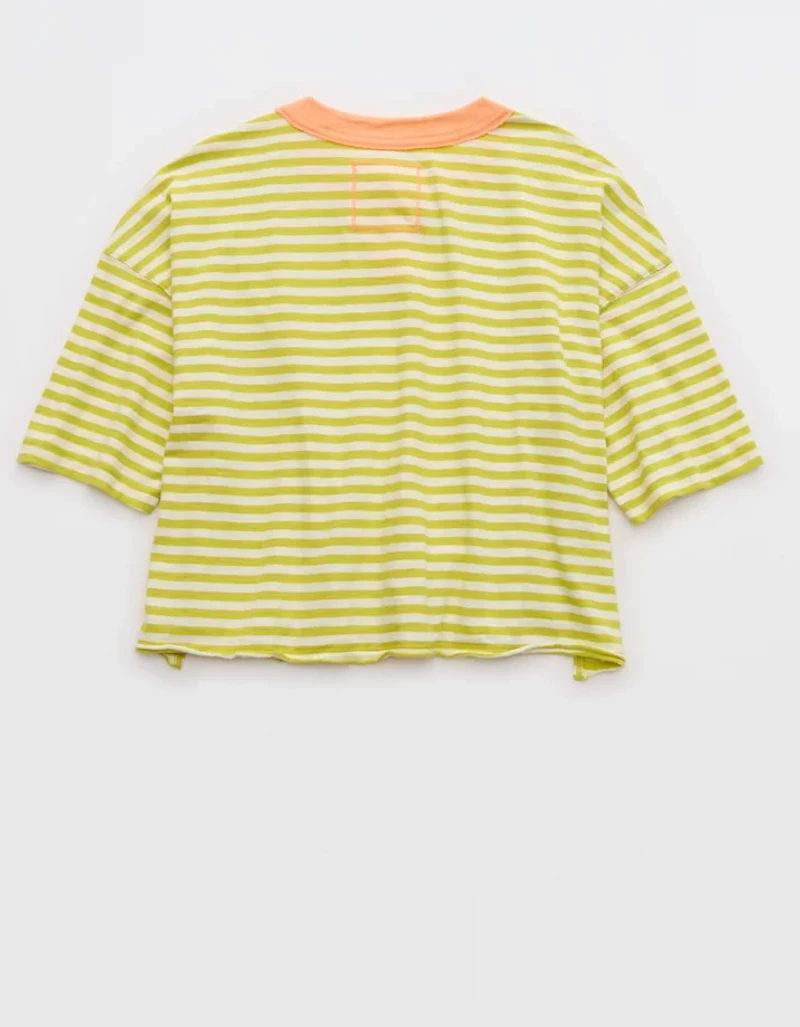 Aerie Remix Henley Cropped T-Shirt