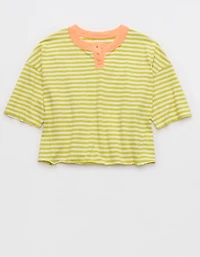 Aerie Remix Henley Cropped T-Shirt