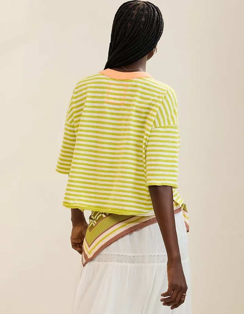 Aerie Remix Henley Cropped T-Shirt