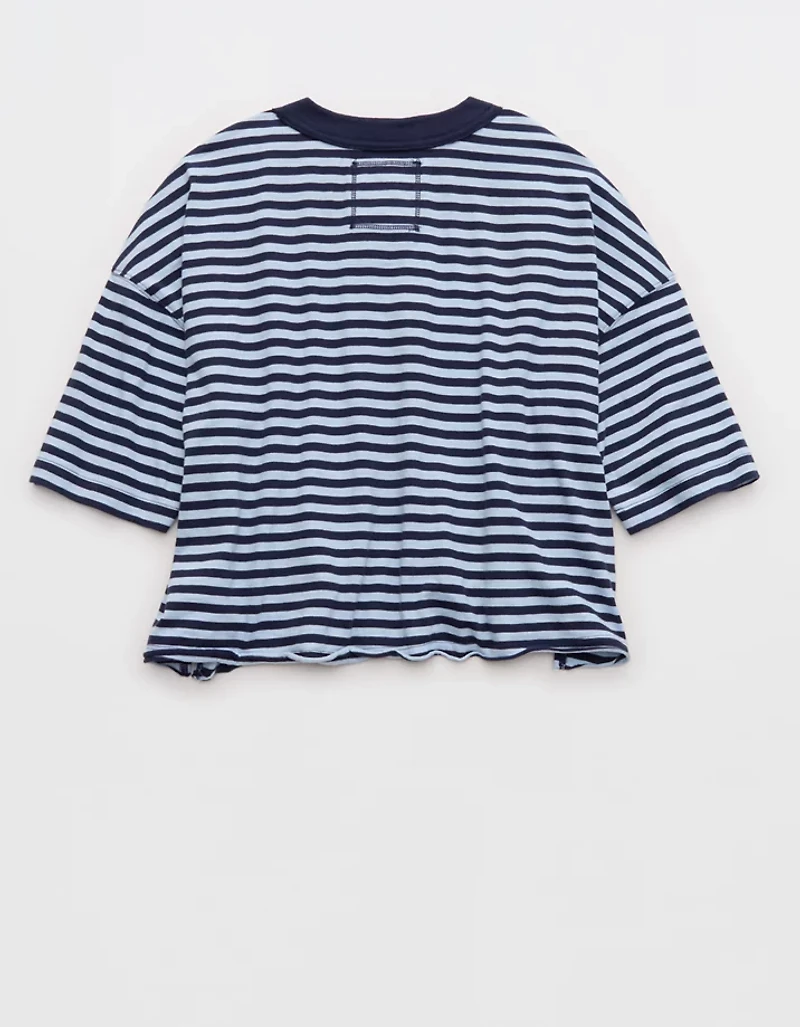 Aerie Remix Henley Cropped T-Shirt