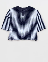 Aerie Remix Henley Cropped T-Shirt