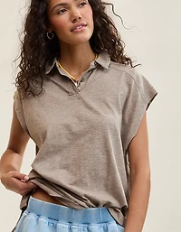 Aerie Happiest Oversized Polo T-Shirt