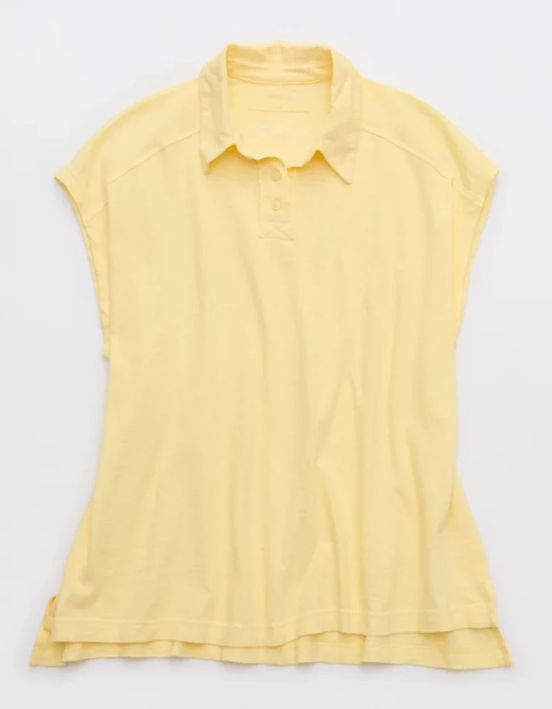 Aerie Happiest Oversized Polo T-Shirt