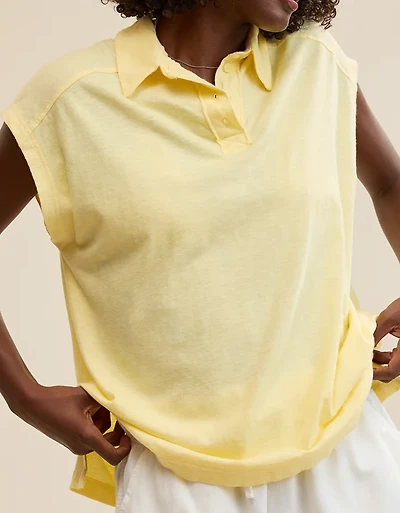 Aerie Happiest Oversized Polo T-Shirt