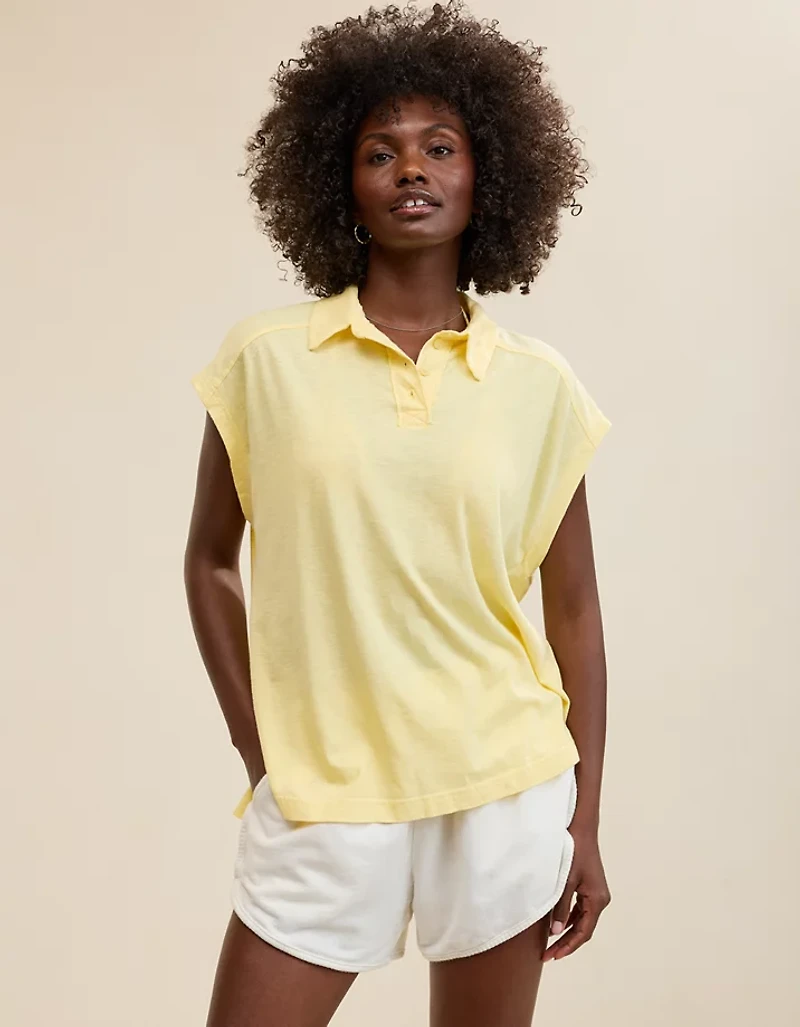 Aerie Happiest Oversized Polo T-Shirt