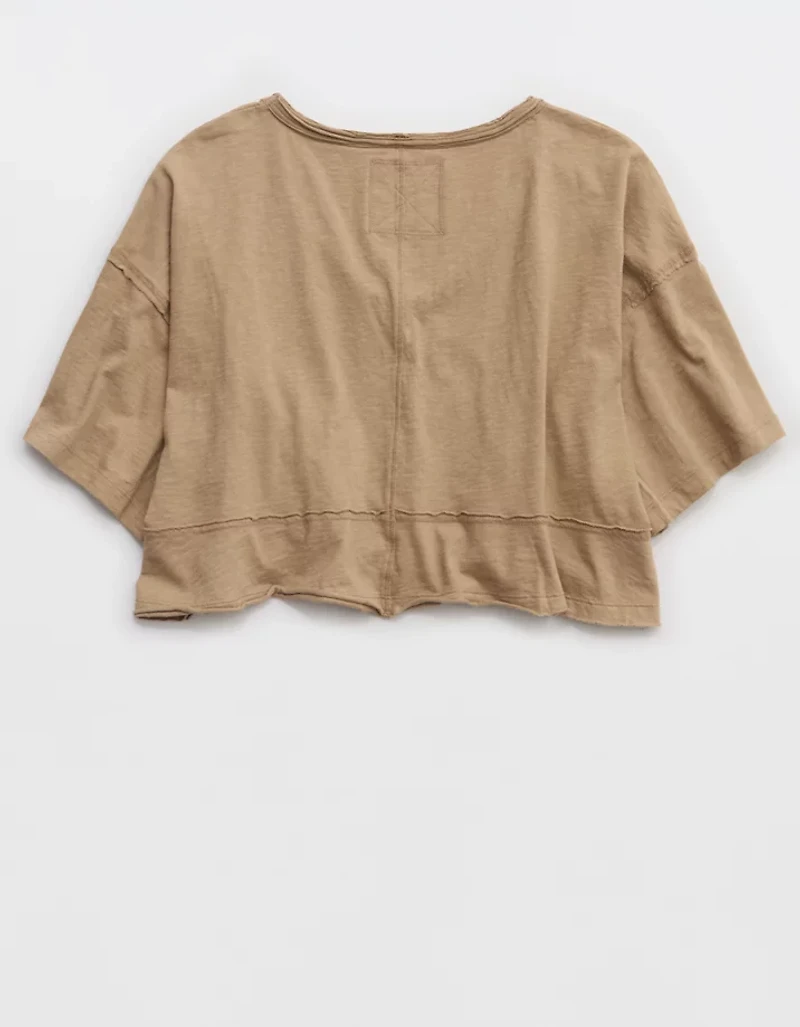 Aerie Happiest Cropped V Neck T-Shirt