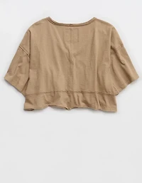 Aerie Happiest Cropped V Neck T-Shirt