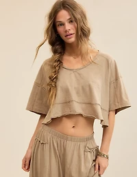 Aerie Happiest Cropped V Neck T-Shirt