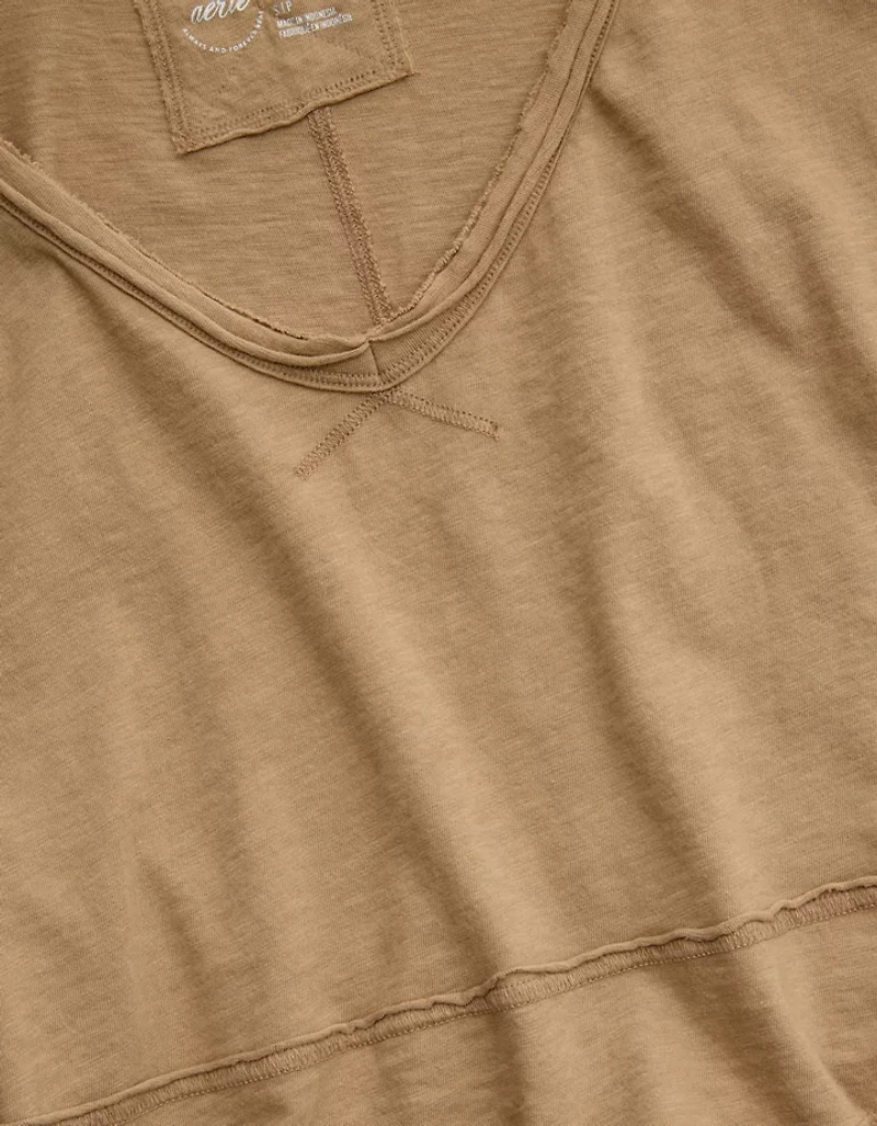 Aerie Happiest Cropped V Neck T-Shirt