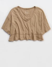 Aerie Happiest Cropped V Neck T-Shirt