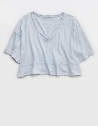 Aerie Happiest Cropped V Neck T-Shirt