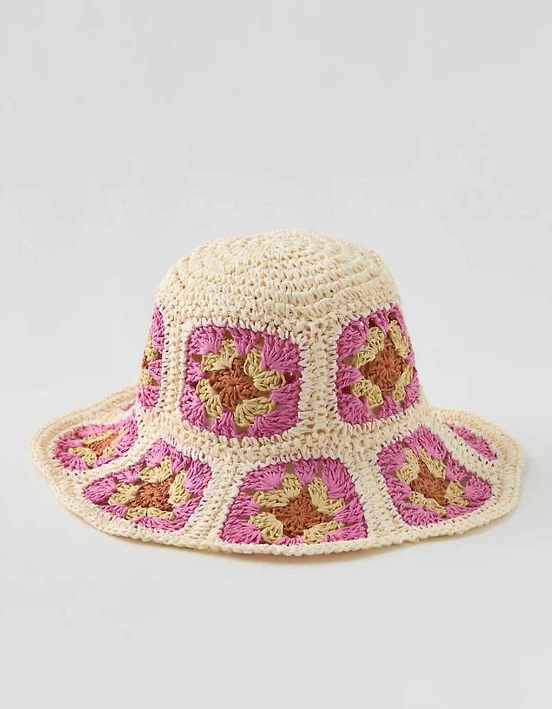 Aerie Geo Flower Straw Hat