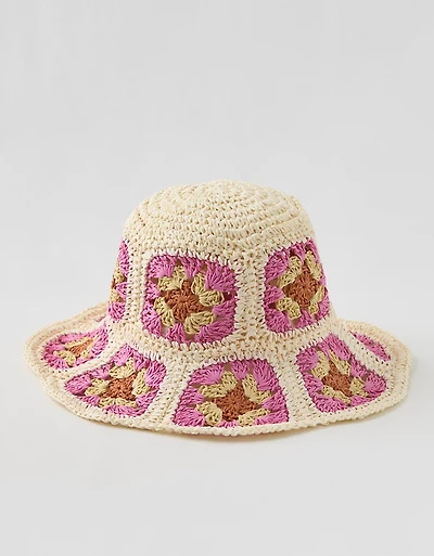 Aerie Geo Flower Straw Hat