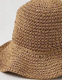 Aerie Folded Brim Straw Bucket Hat