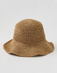 Aerie Folded Brim Straw Bucket Hat