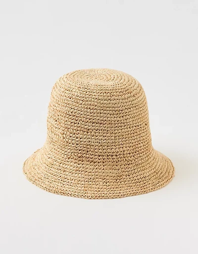 Aerie Straw Crochet Bucket Hat
