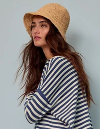 Aerie Straw Crochet Bucket Hat