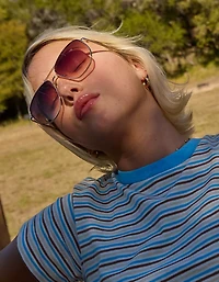 Aerie Rimless Metal Square Sunglasses