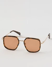 Aerie Metal Double Bridge Square Sunglasses